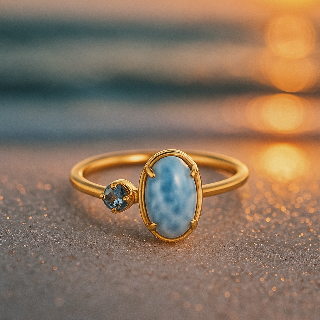 Onda Celeste – Anello in argento 925 con topazio