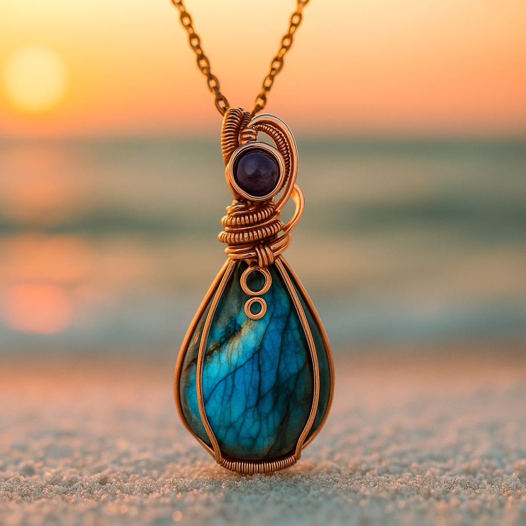 Sirena Antica – Collana dorata con pendente avvolto a mano