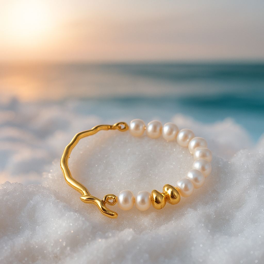 Accao - Bracciale Dorato con Perle