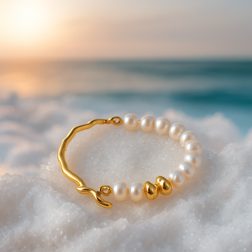 Accao - Bracciale Dorato con Perle