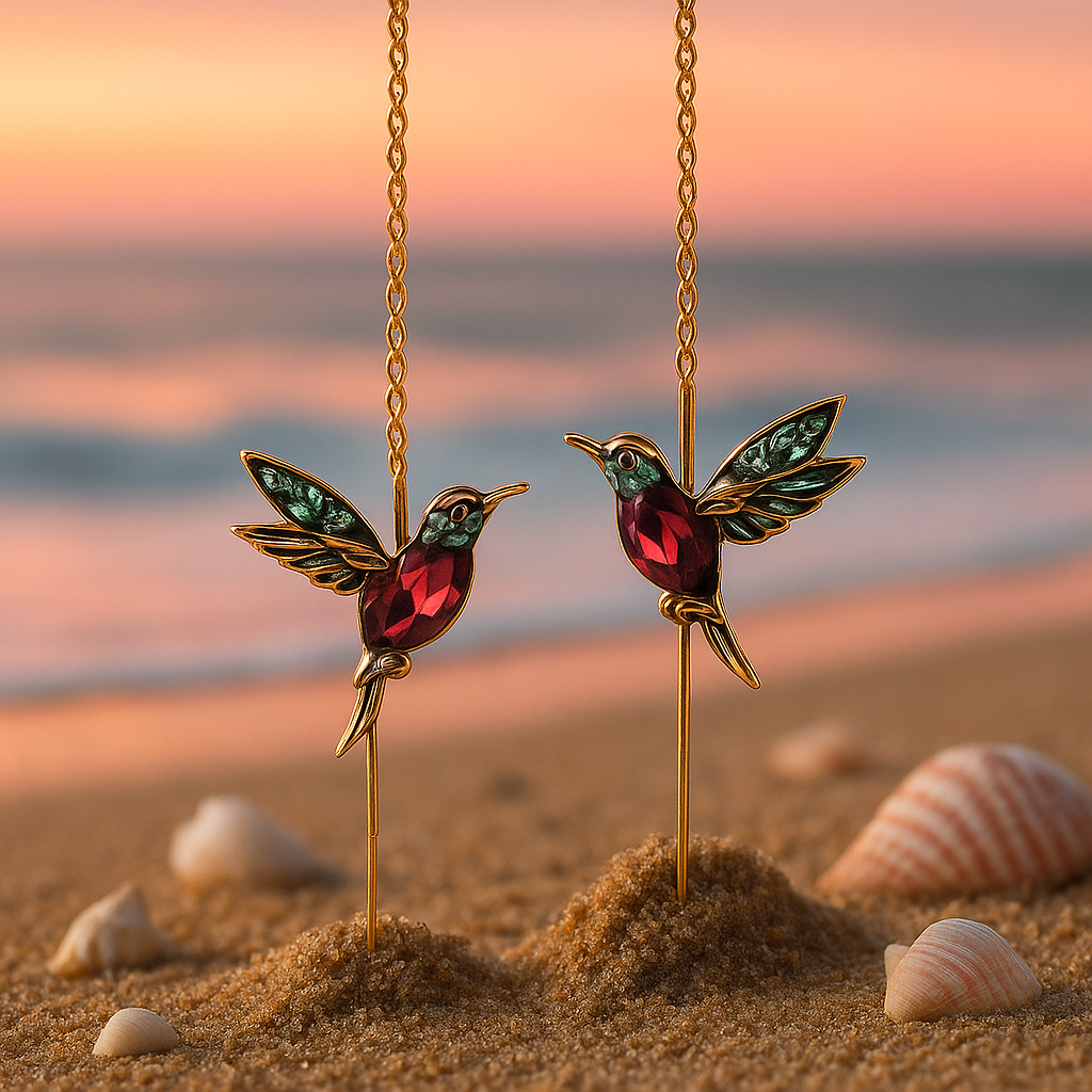 Ophira | Orecchini con smalto colibrì e zirconi