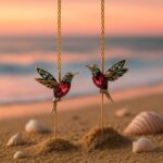 Ophira | Orecchini con smalto colibrì e zirconi - immagine 2