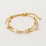 Rimah | Bracciale Dorato con Perle