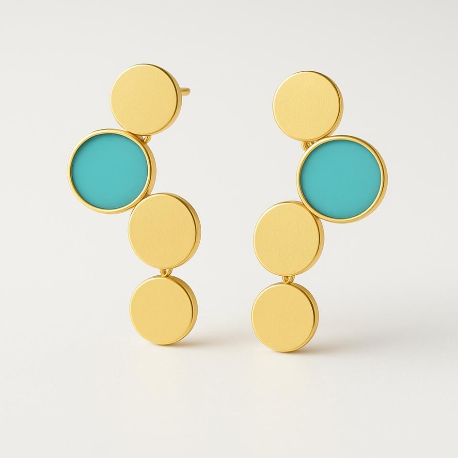 co regalo (76) Aurora | Orecchini d’Oro con Riflessi Turchesi - immagine 1